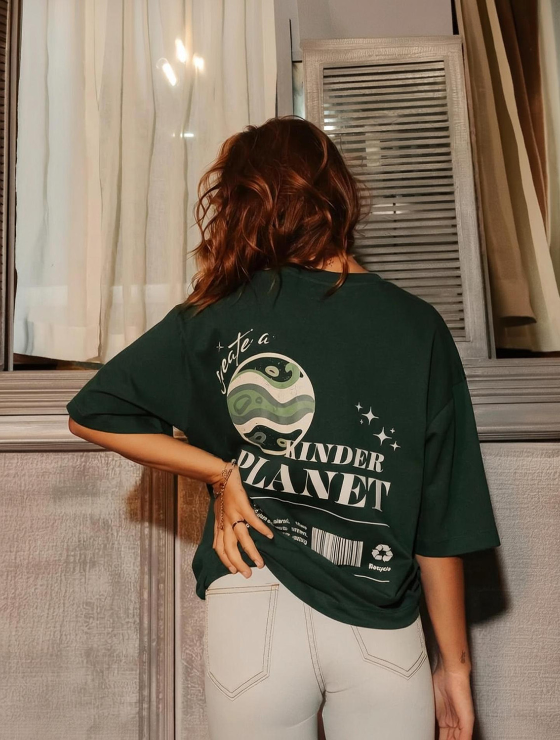 Image of HELL BOUND Printed Women Round Neck Dark Green T-Shirt
