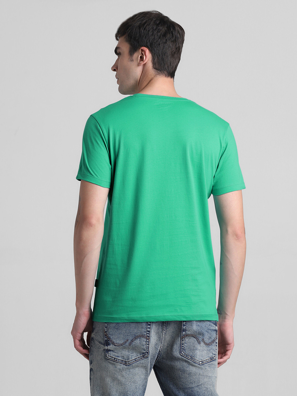 Image of JACK & JONES Printed, Typography Men Round Neck Green T-Shirt