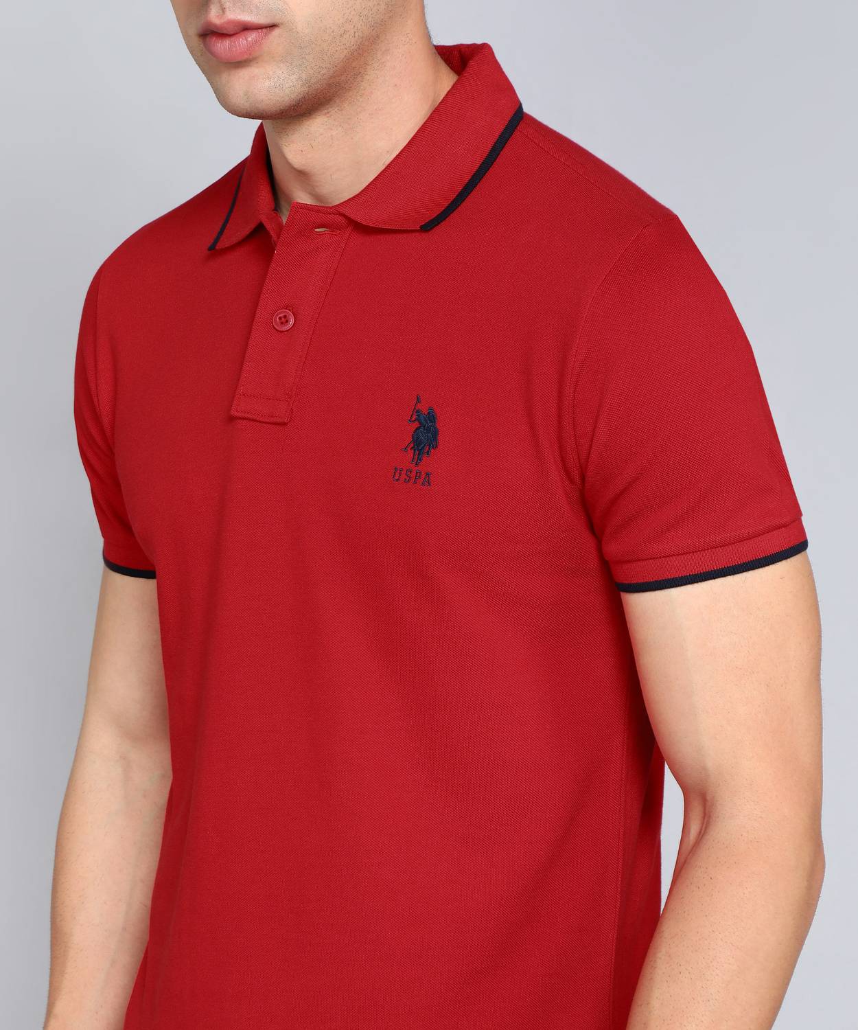 U.S. POLO ASSN. Men Red Polo Neck T-Shirt - Image 5