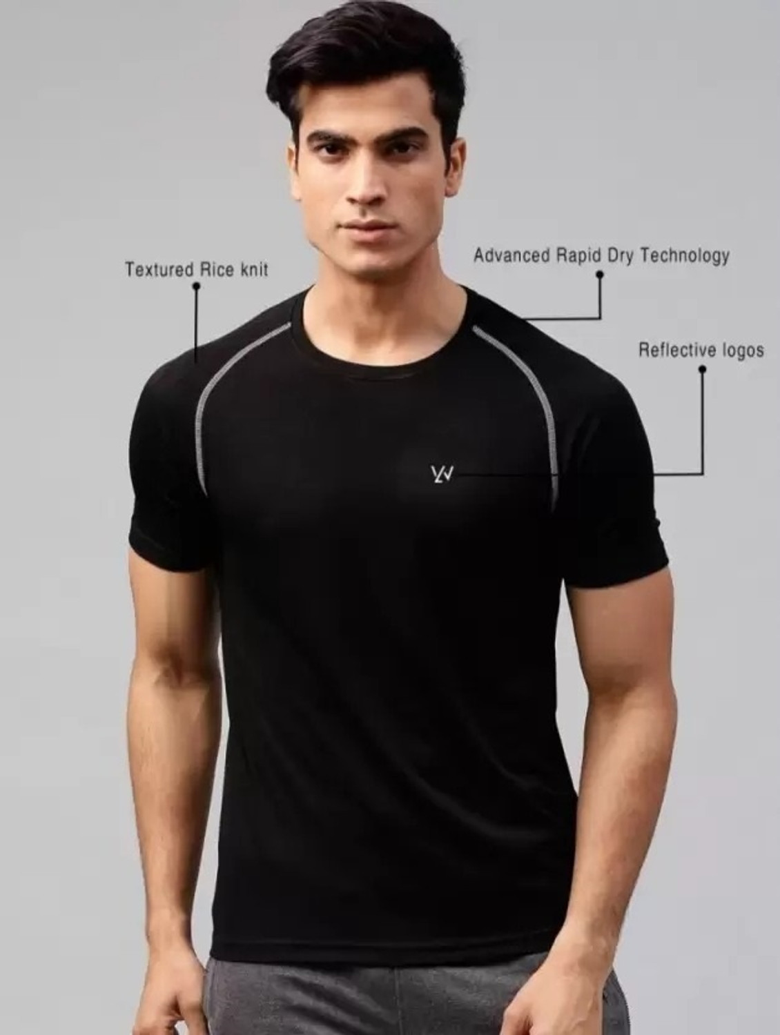 Image of Le Werks Printed Men Round Neck Black, White T-Shirt