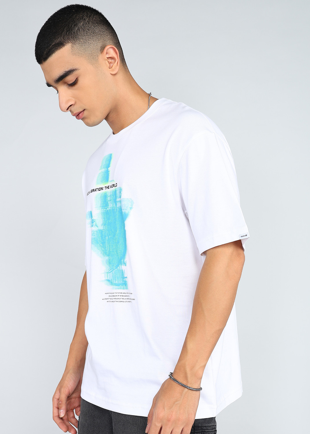 Image of Spykar Printed Men Round Neck White T-Shirt
