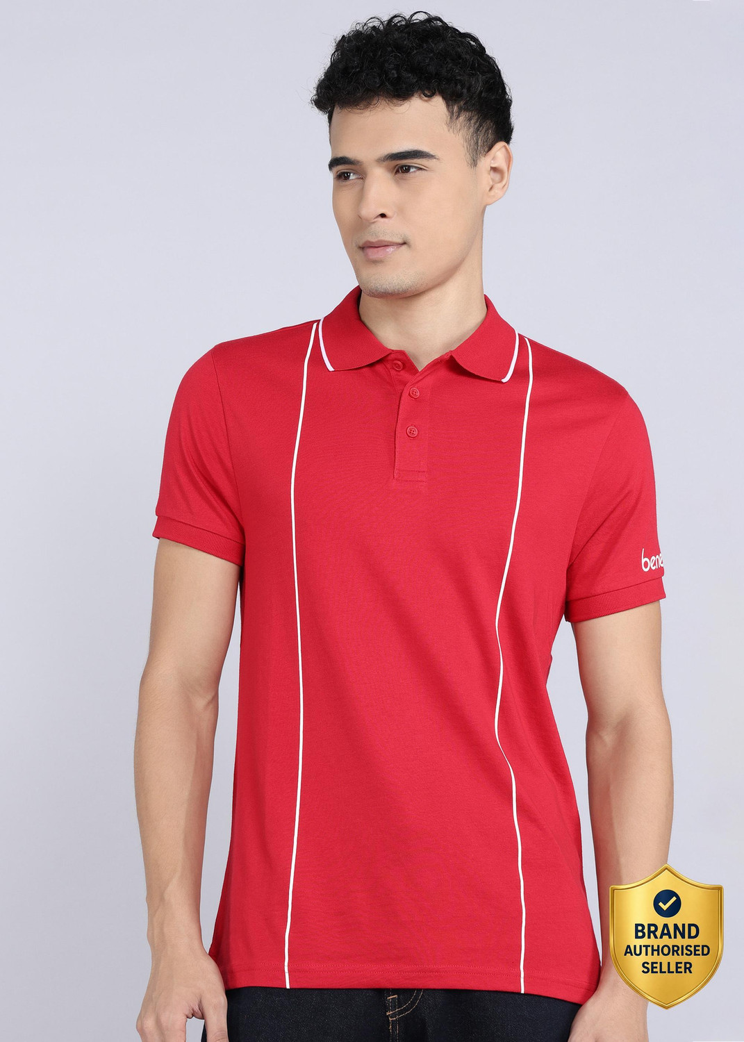 United Colors of Benetton Solid Men Polo Neck Red T-Shirt