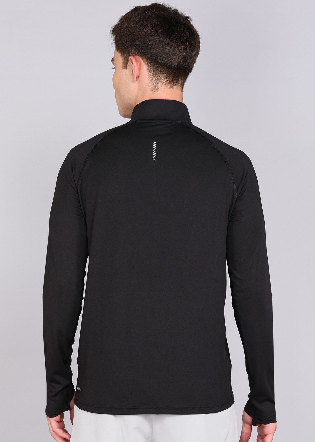 Image of PUMA Men Solid High Neck Polyester Black T-Shirt