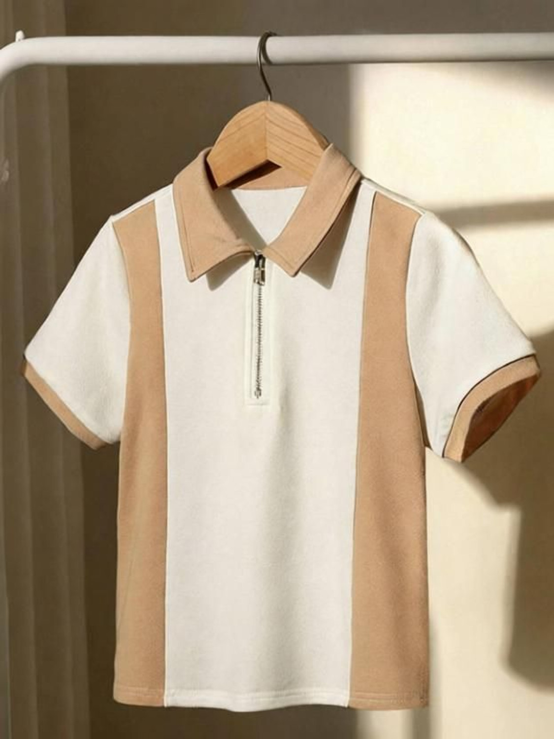 Image of Try This Colorblock Men Polo Neck White T-Shirt