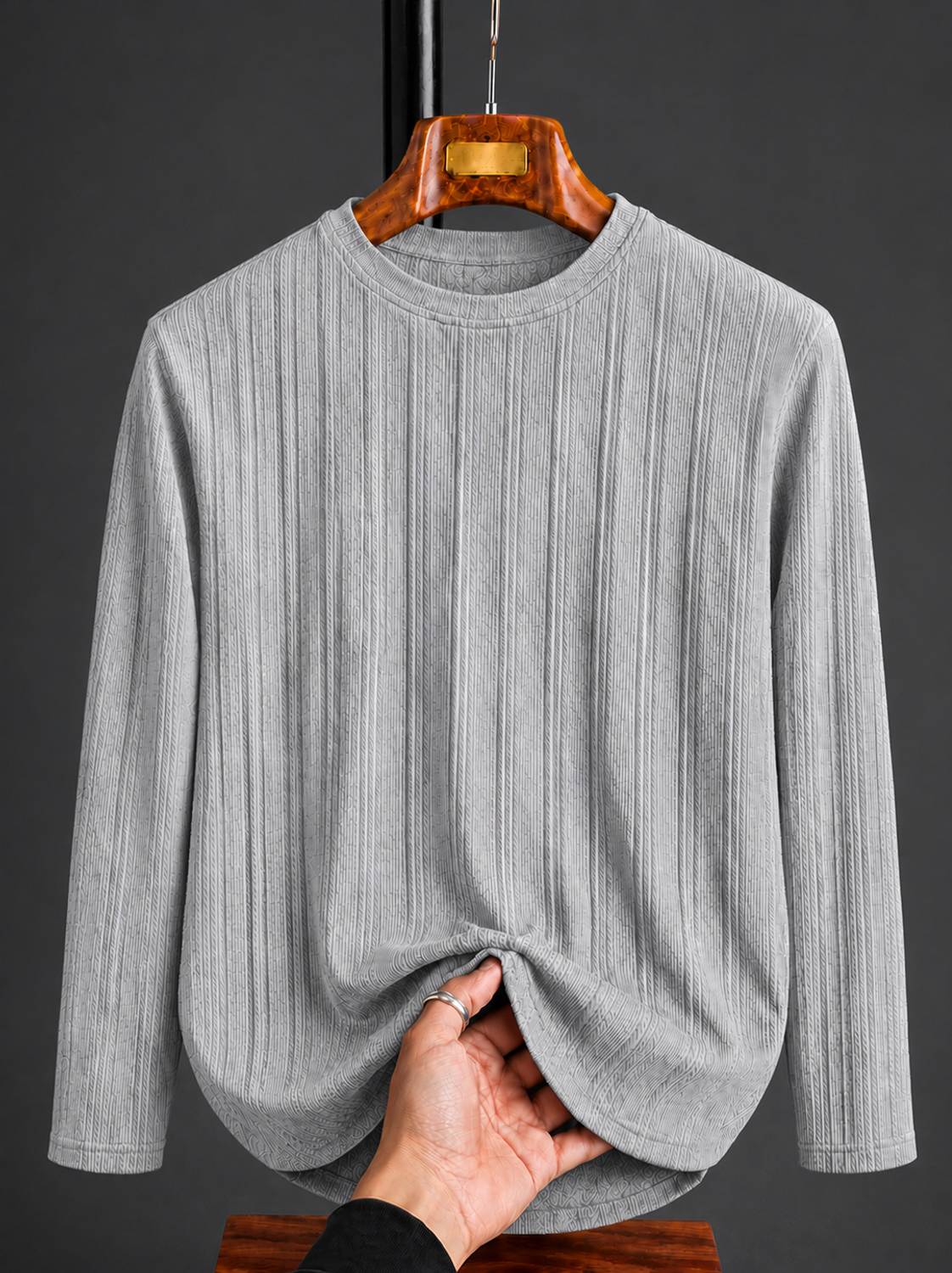 mozero Men Grey Round Neck T-Shirt - Image 1