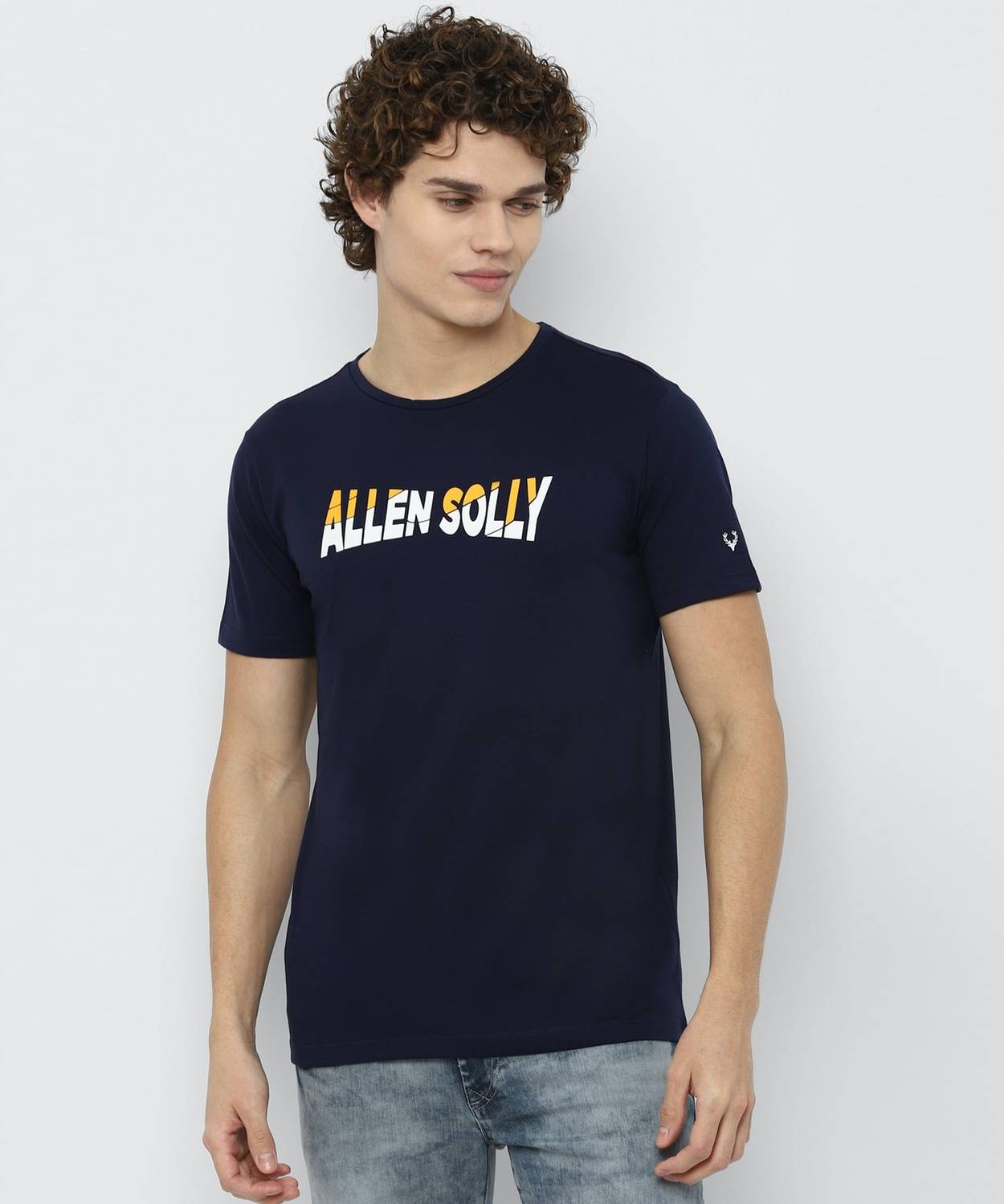 Allen Solly Printed Men Round Neck Dark Blue T-Shirt