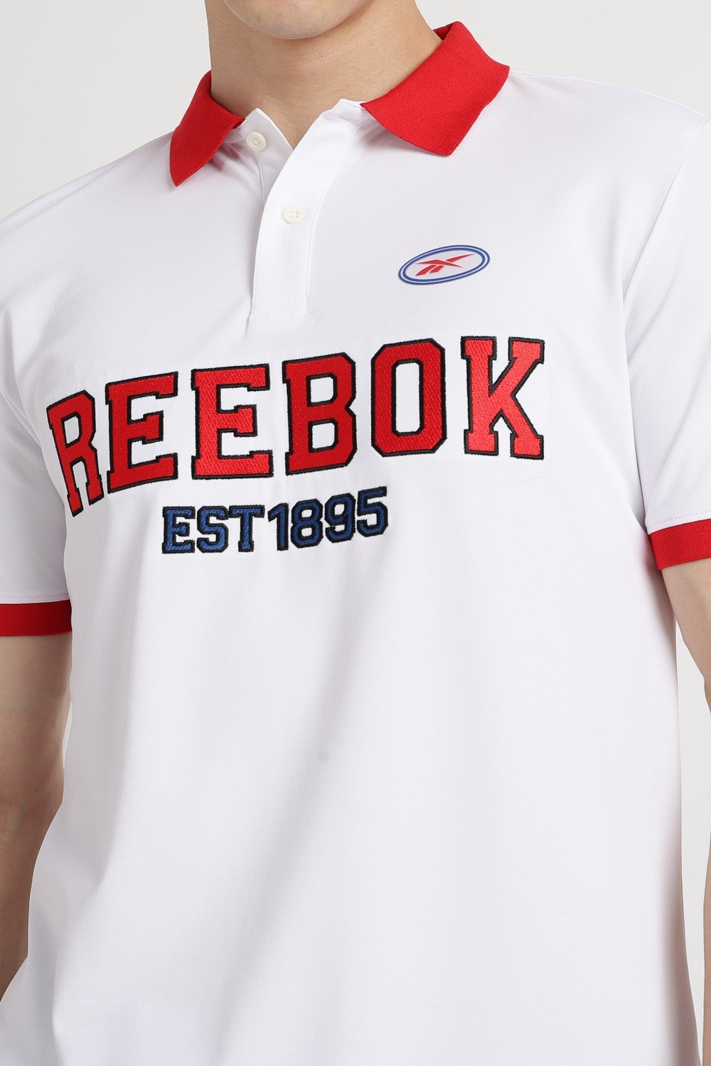 Image of REEBOK Printed Men Polo Neck White T-Shirt