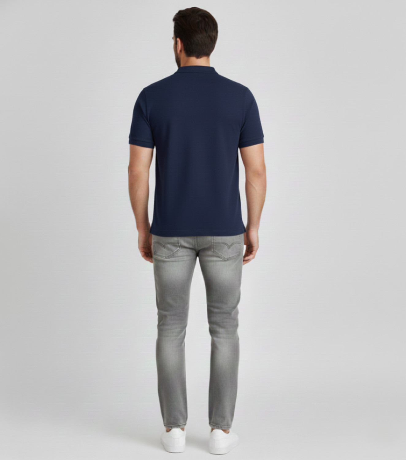 Image of Dark Drive Solid Men Polo Neck Blue T-Shirt