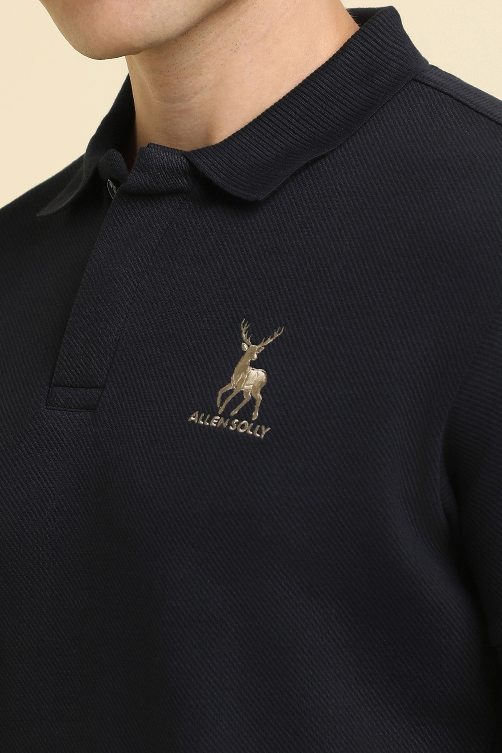Image of Allen Solly Solid Men Polo Neck Black T-Shirt