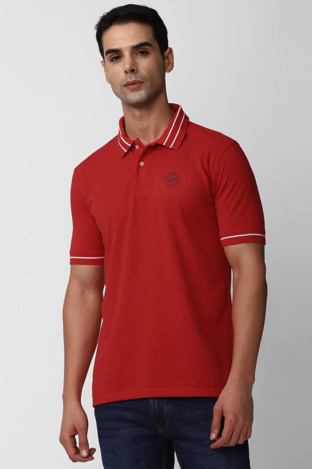 PETER ENGLAND Men Solid Polo Neck Polycotton Red T-Shirt