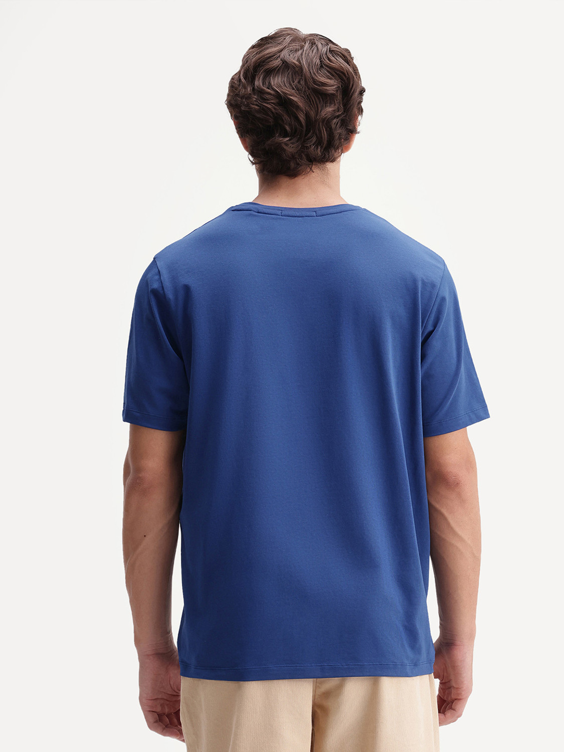 Image of RARE RABBIT Solid Men Crew Neck Blue T-Shirt
