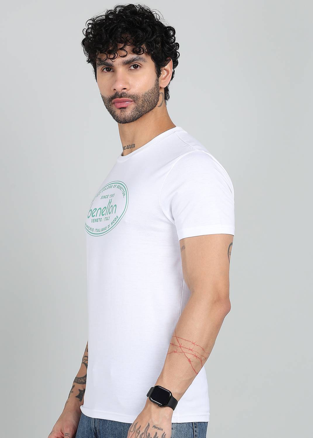 United Colors of Benetton Men White T-Shirt - Image 3