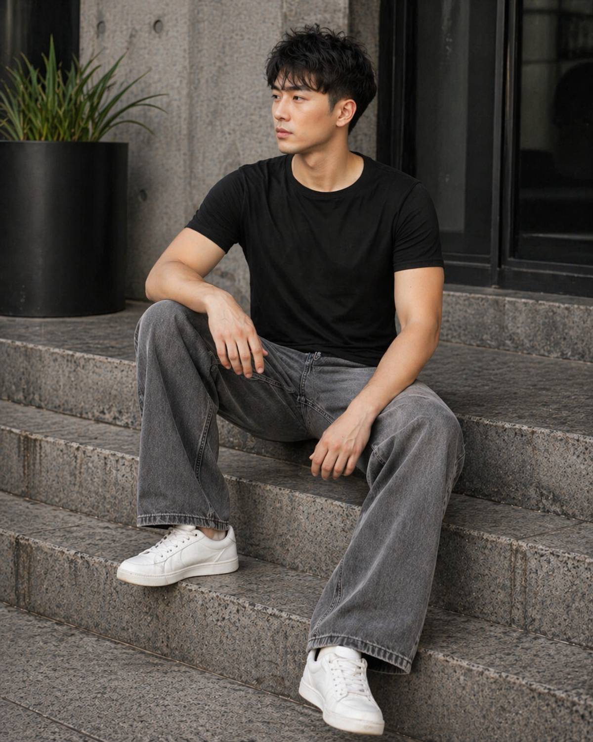Creation Men Black Round Neck T-Shirt - Image 2