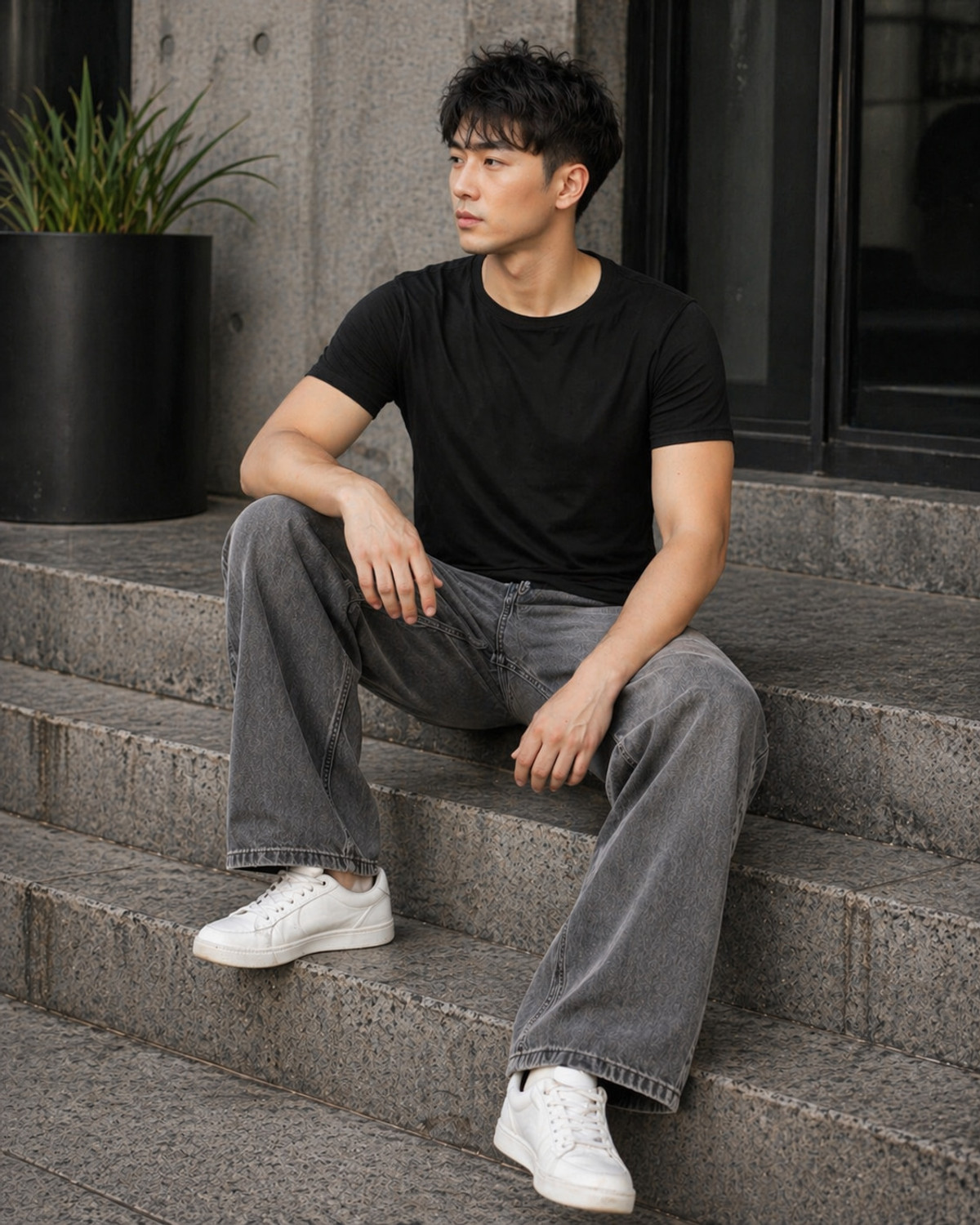 Image of Creation By London Hills Solid Men Round Neck Black T-Shirt