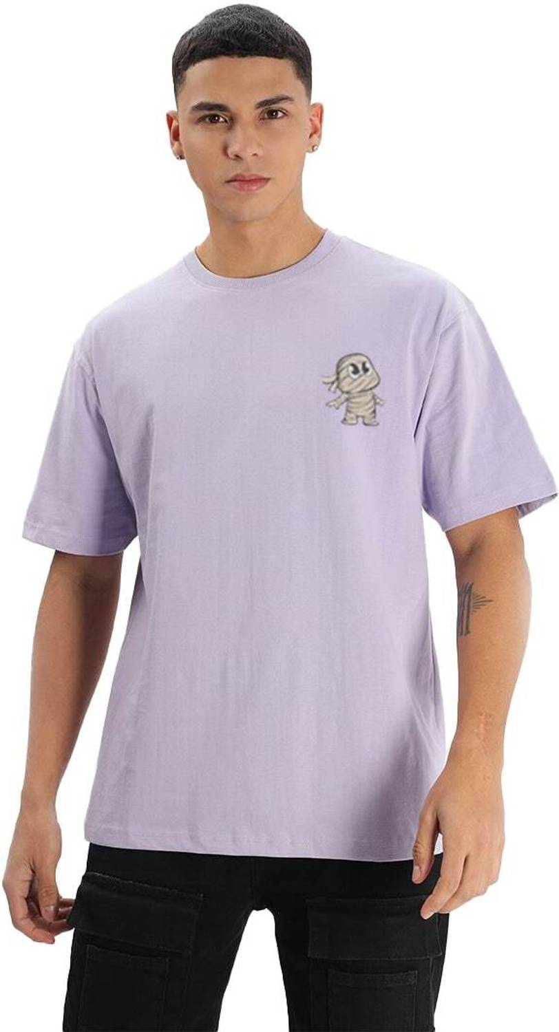 BDSQUARE Printed Men Round Neck Purple T-Shirt