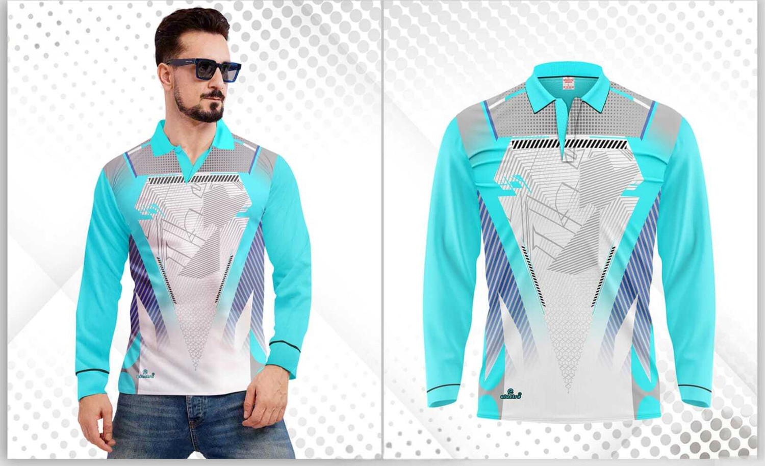 Image of GRATITUDE ROCK Tie & Dye Men Polo Neck Light Blue T-Shirt