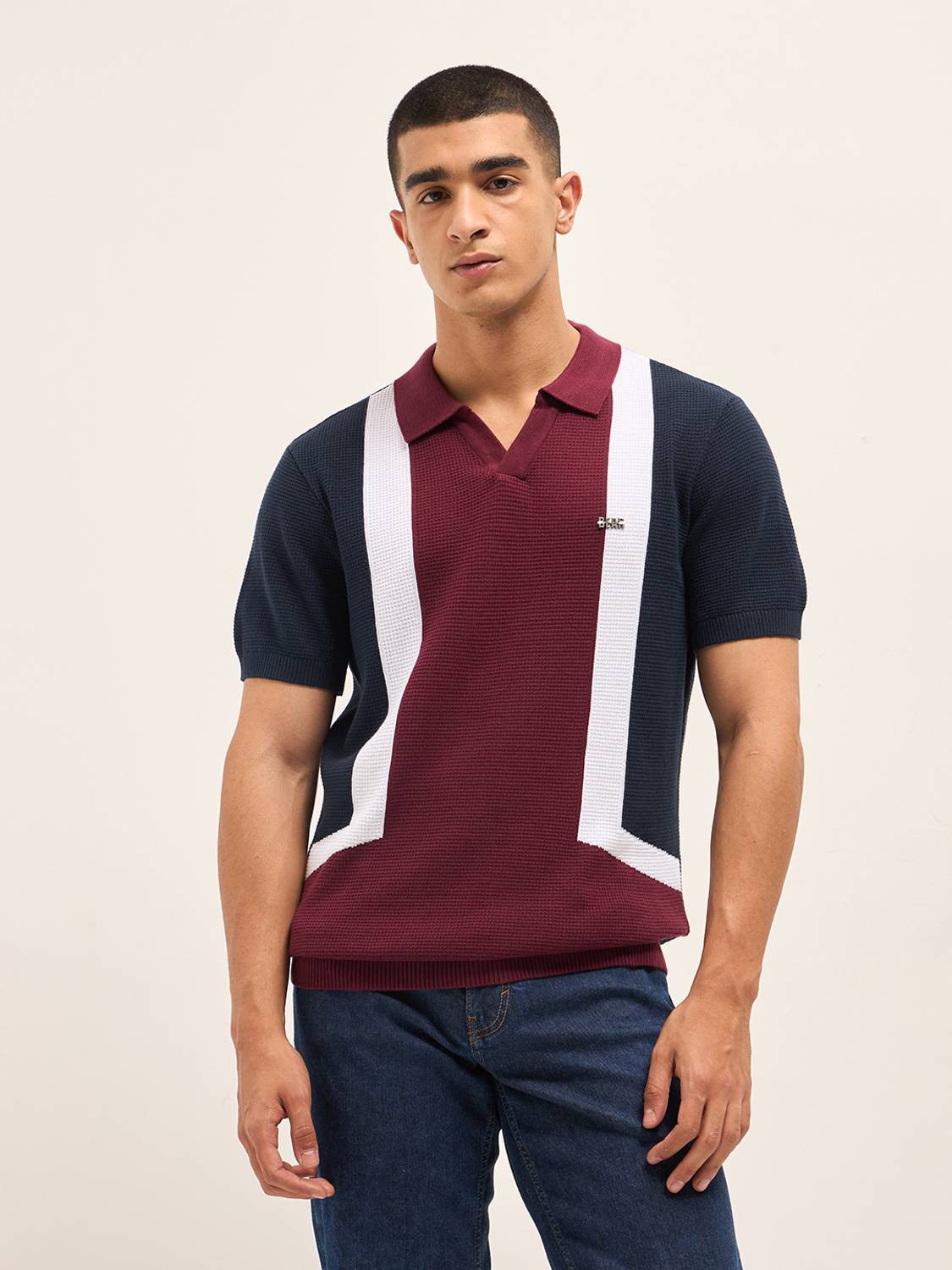 THE BEAR HOUSE Colorblock Men Polo Neck Multicolor T-Shirt
