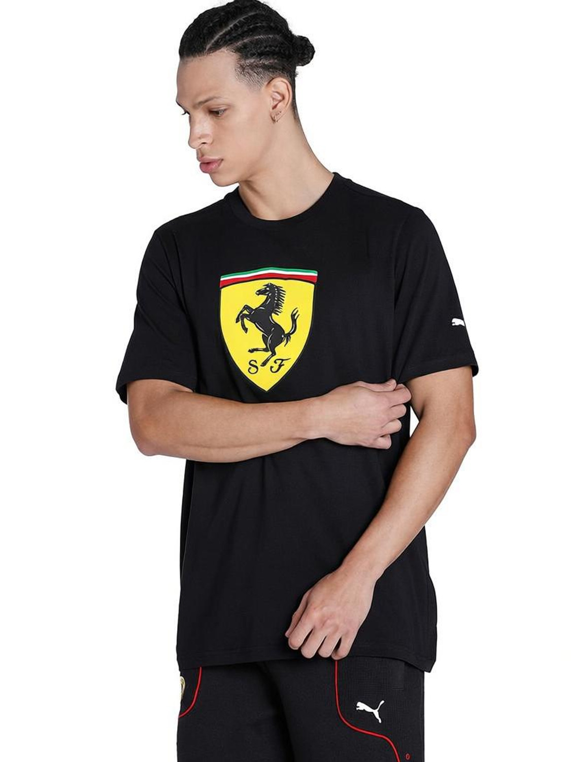 Image of PUMA Solid Men Crew Neck Black T-Shirt