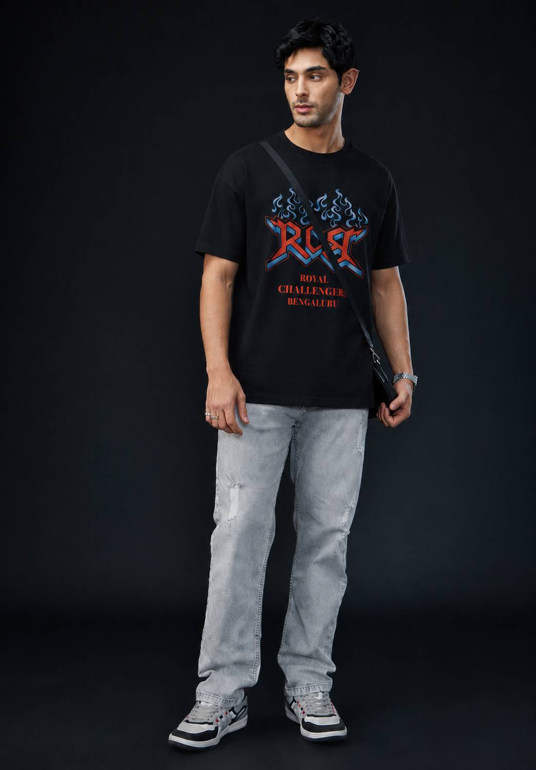 Woops Studio Printed Men's Round Neck Black T-Shirt - Image 4