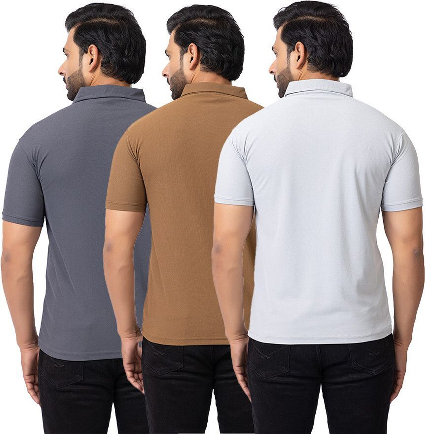 Image of BUFFARO Solid Men Polo Neck Multicolor T-Shirt