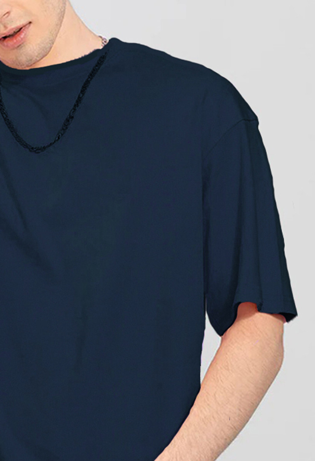 Image of BEING WANTED Solid Men Round Neck Dark Blue T-Shirt