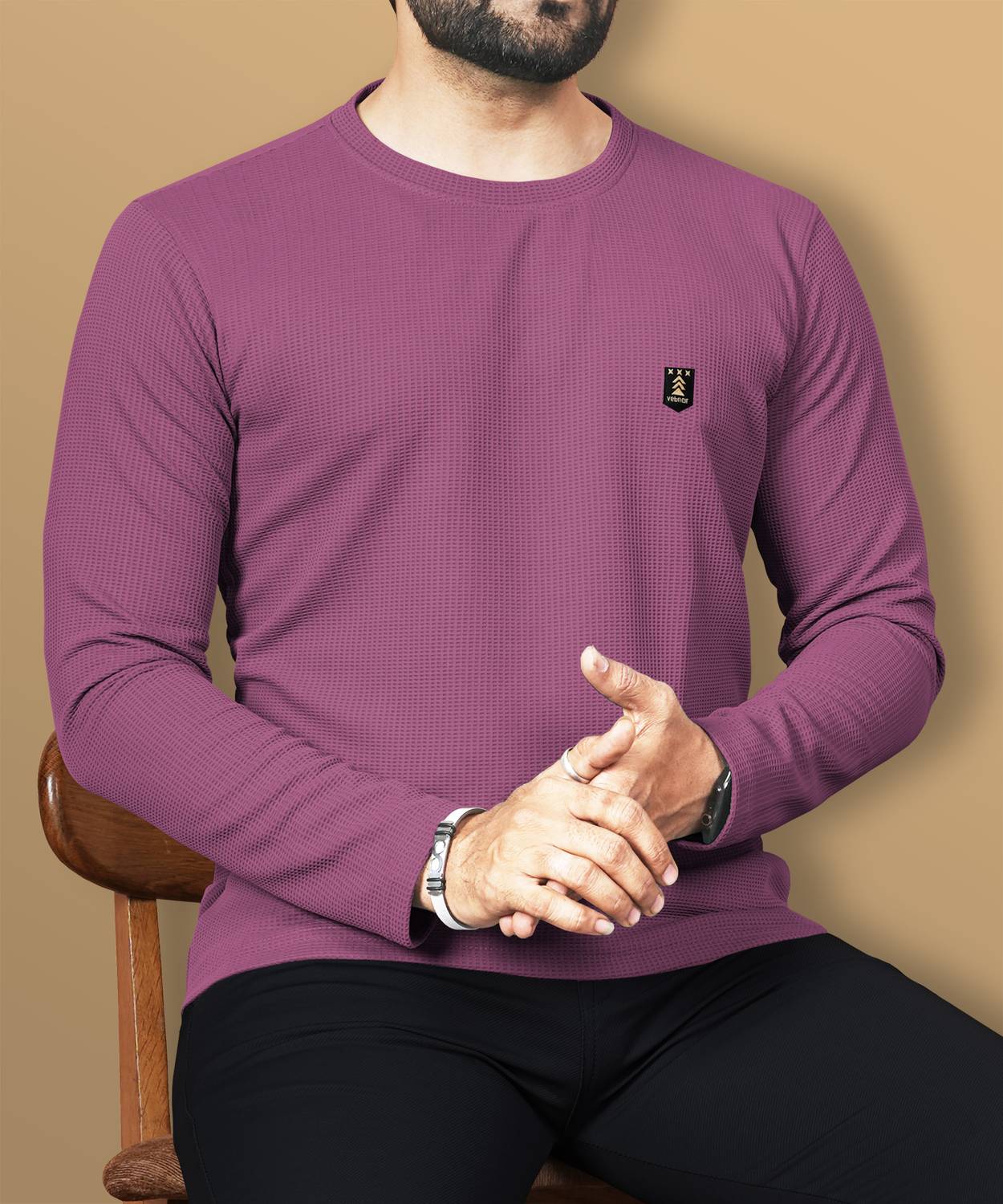 VeBNoR Men Self Design Round Neck Polyester Purple T-Shirt