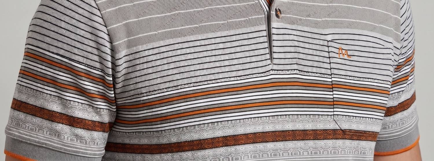 Maler Striped Brown Polo Neck T-Shirt - Image 3