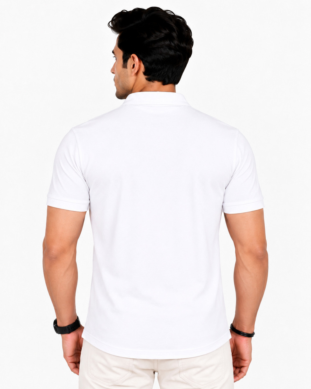 Image of mfb Solid Men Mandarin Collar Black T-Shirt