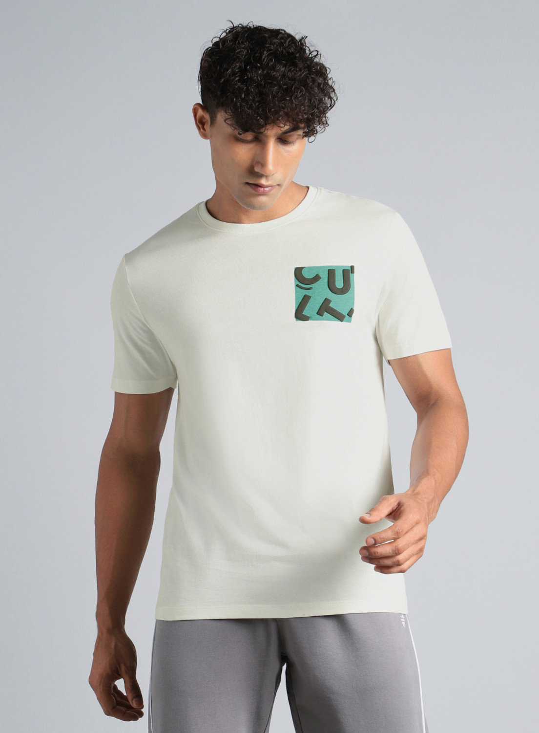 Image of Cult Printed Men Round Neck White T-Shirt