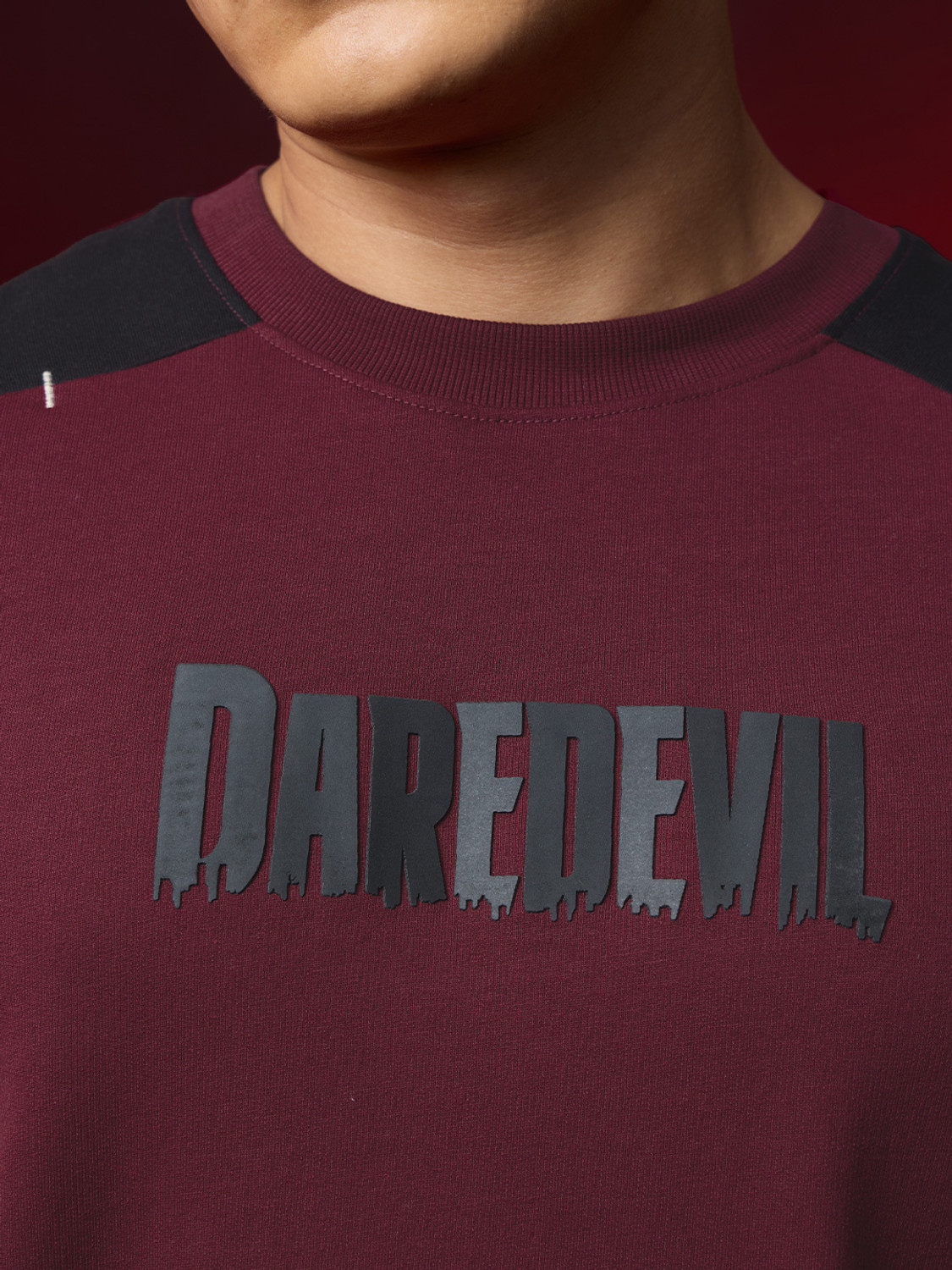 Image of The Souled Store Printed Men Crew Neck Maroon T-Shirt