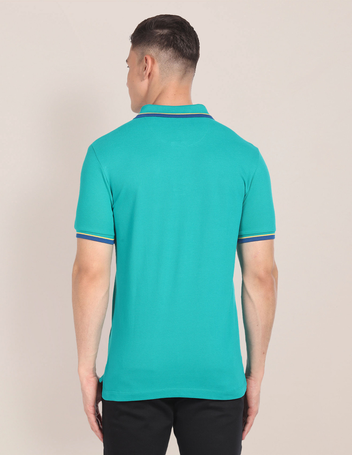 Image of U.S. POLO ASSN. Solid Men Polo Neck Green T-Shirt