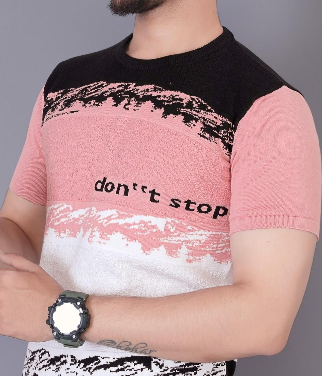 Image of M G GALLERY Printed Men Round Neck Multicolor T-Shirt