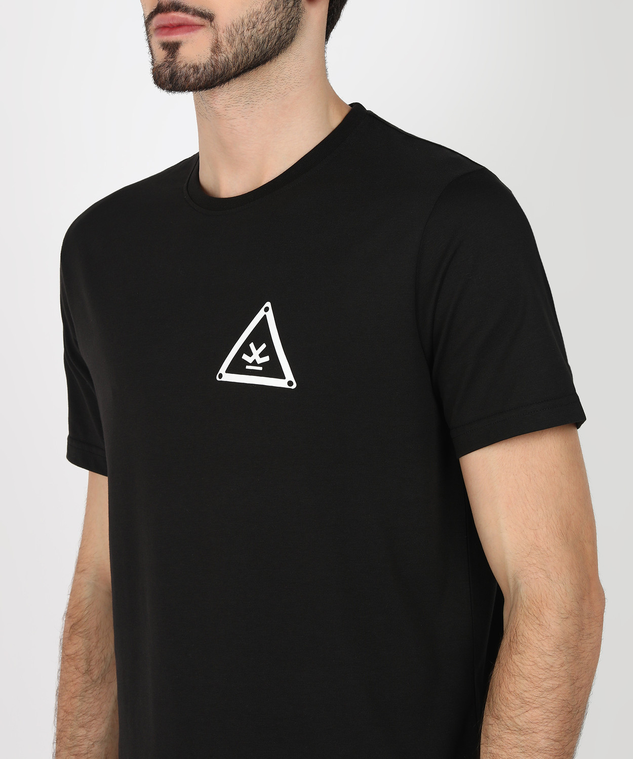 Image of WROGN Solid Men Round Neck Black T-Shirt