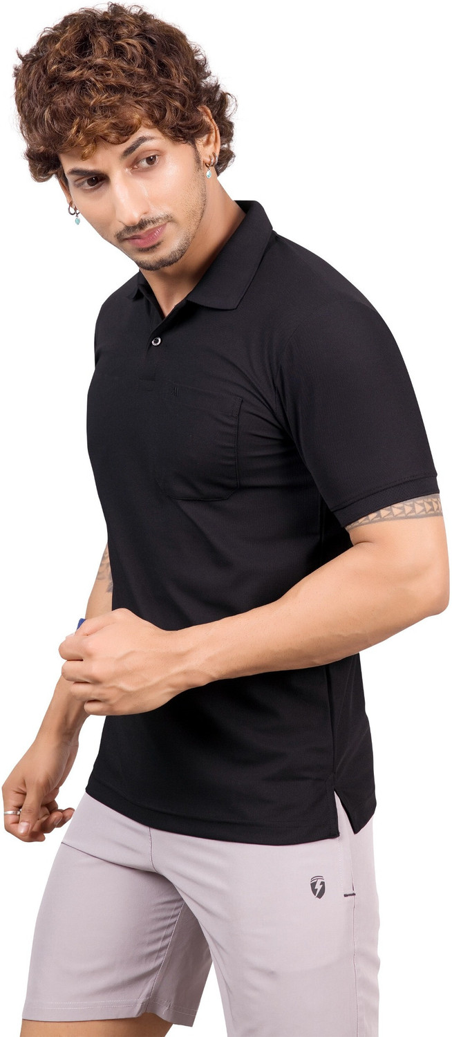 Image of M2HIT Solid Men Polo Neck Red, Black T-Shirt