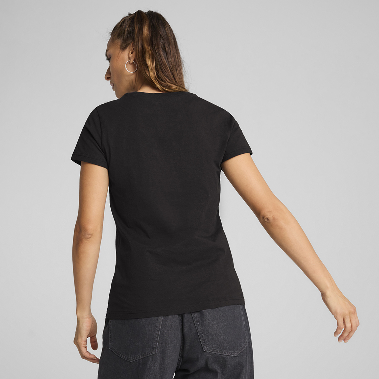 Image of PUMA Printed Women Crew Neck Black T-Shirt