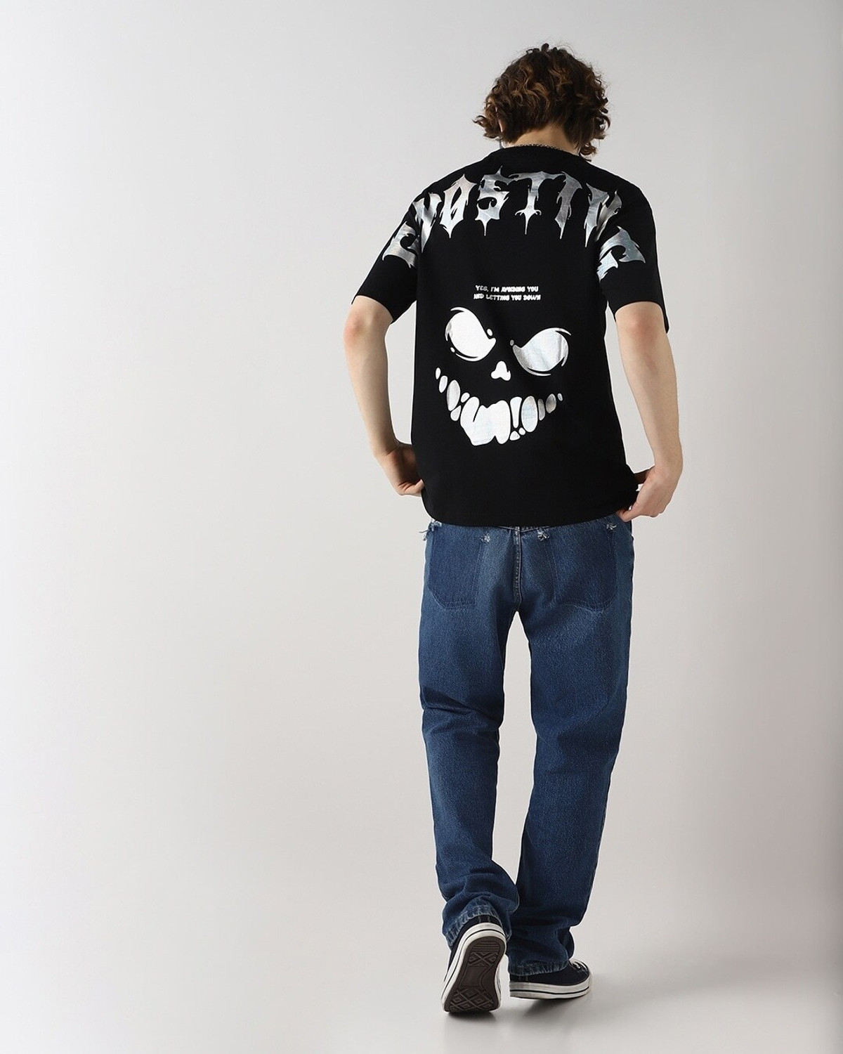 Image of BEWAKOOF Graphic Print Men Round Neck Black T-Shirt
