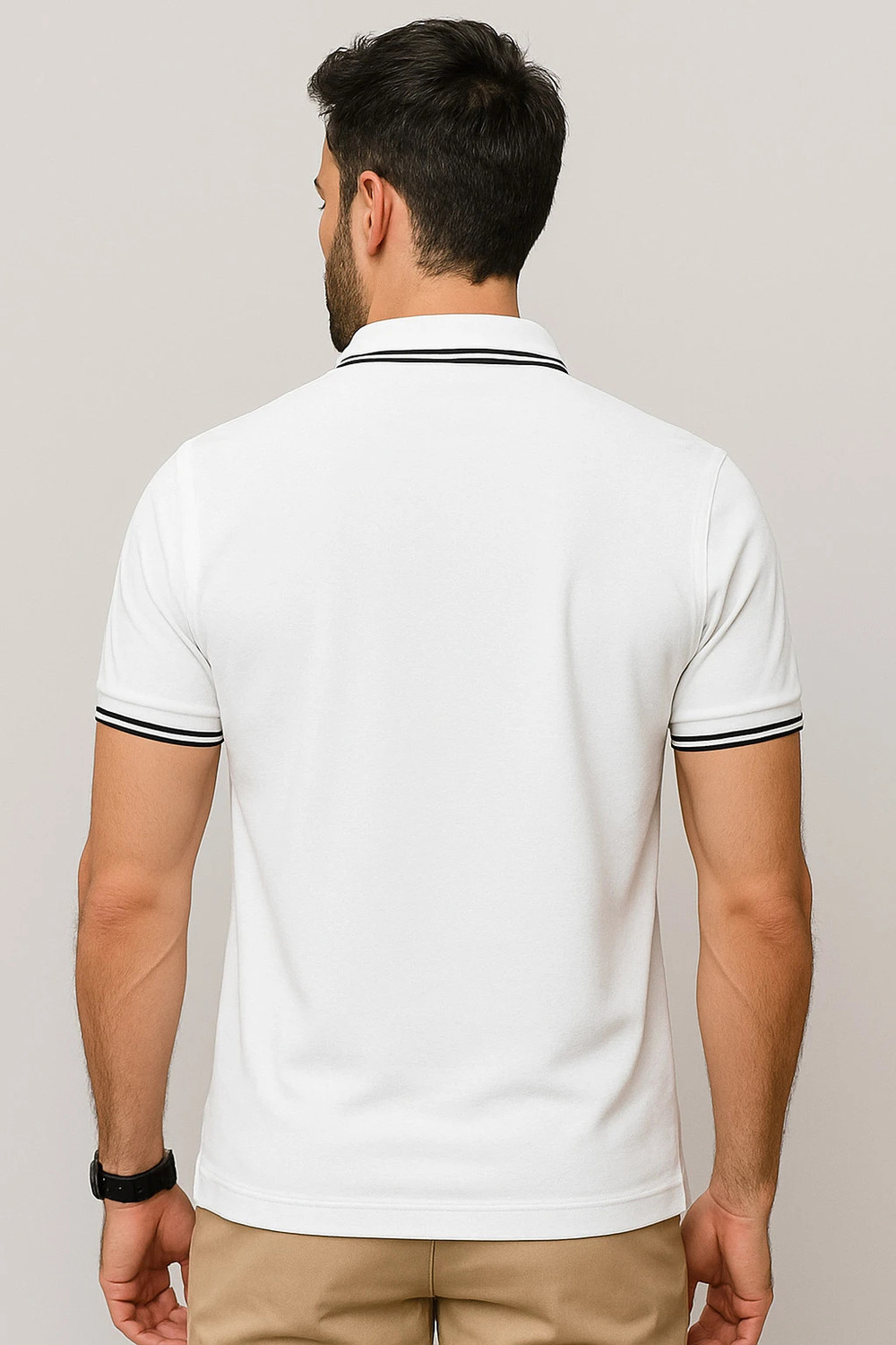 Image of SCATCHITE Solid Men Polo Neck White T-Shirt