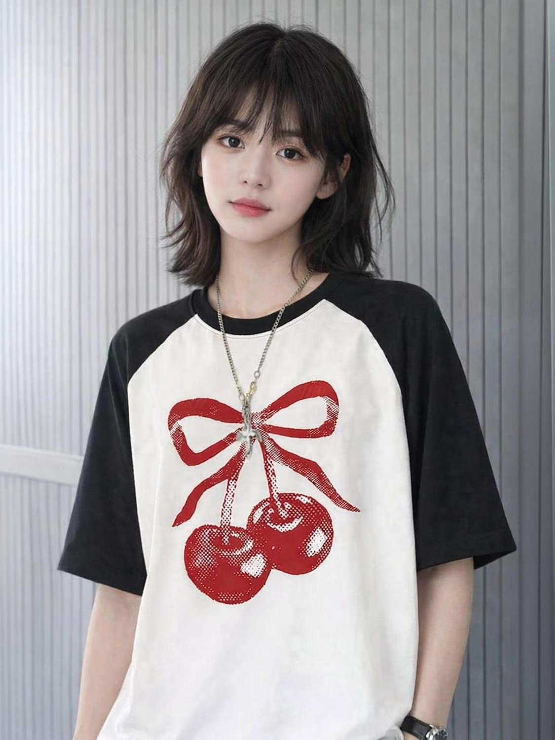 Image of SIXTEENLINES Printed Women Round Neck Reversible White T-Shirt
