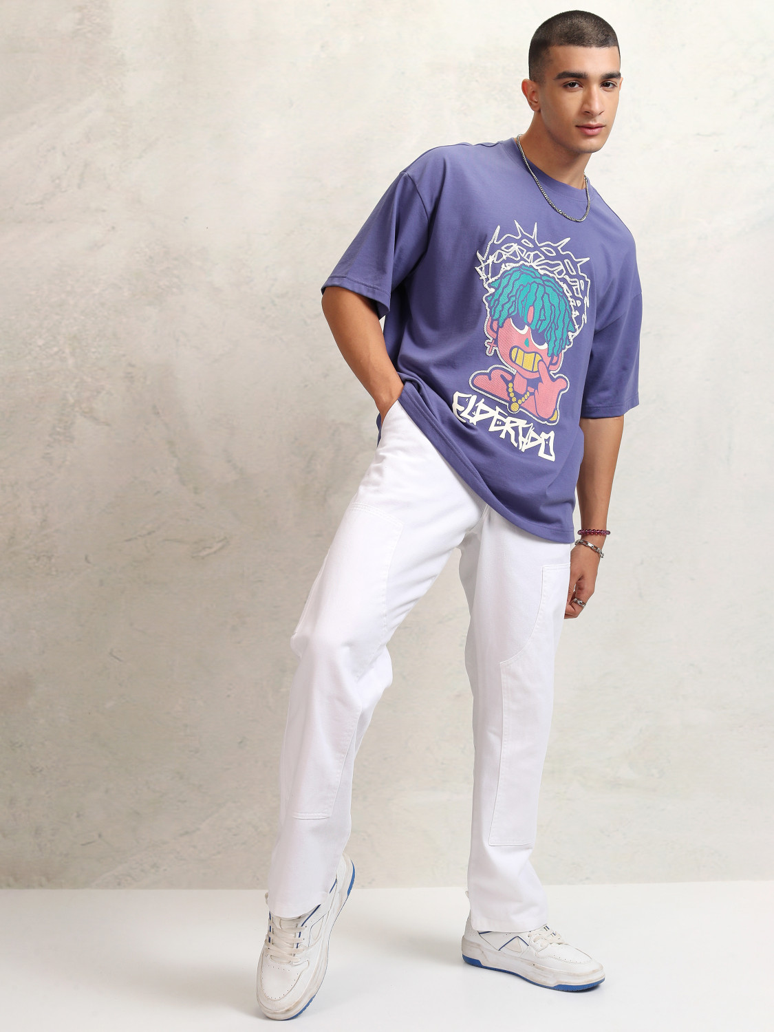 Image of HIGHLANDER Printed Men Round Neck Purple T-Shirt
