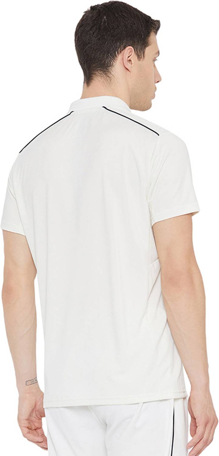 SG Solid Men Polo Neck White T-Shirt - Image 5
