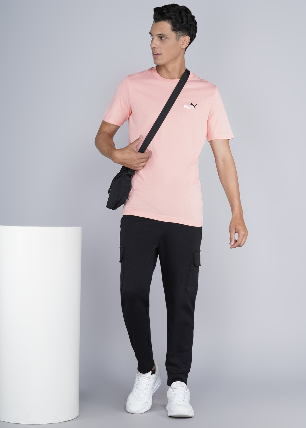 Image of PUMA Solid Men Crew Neck Pink T-Shirt