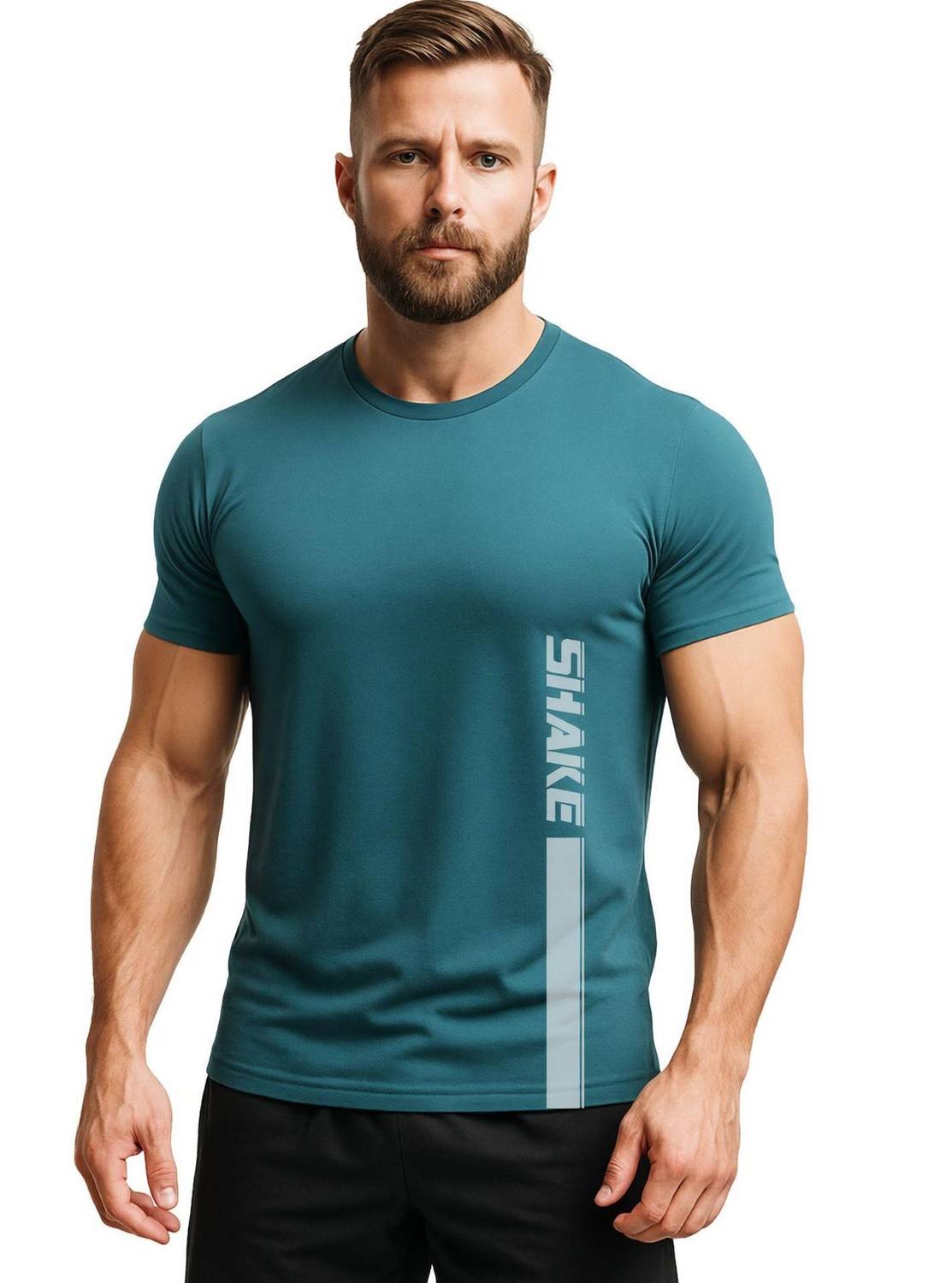 3colors Printed Men Round Neck Blue T-Shirt