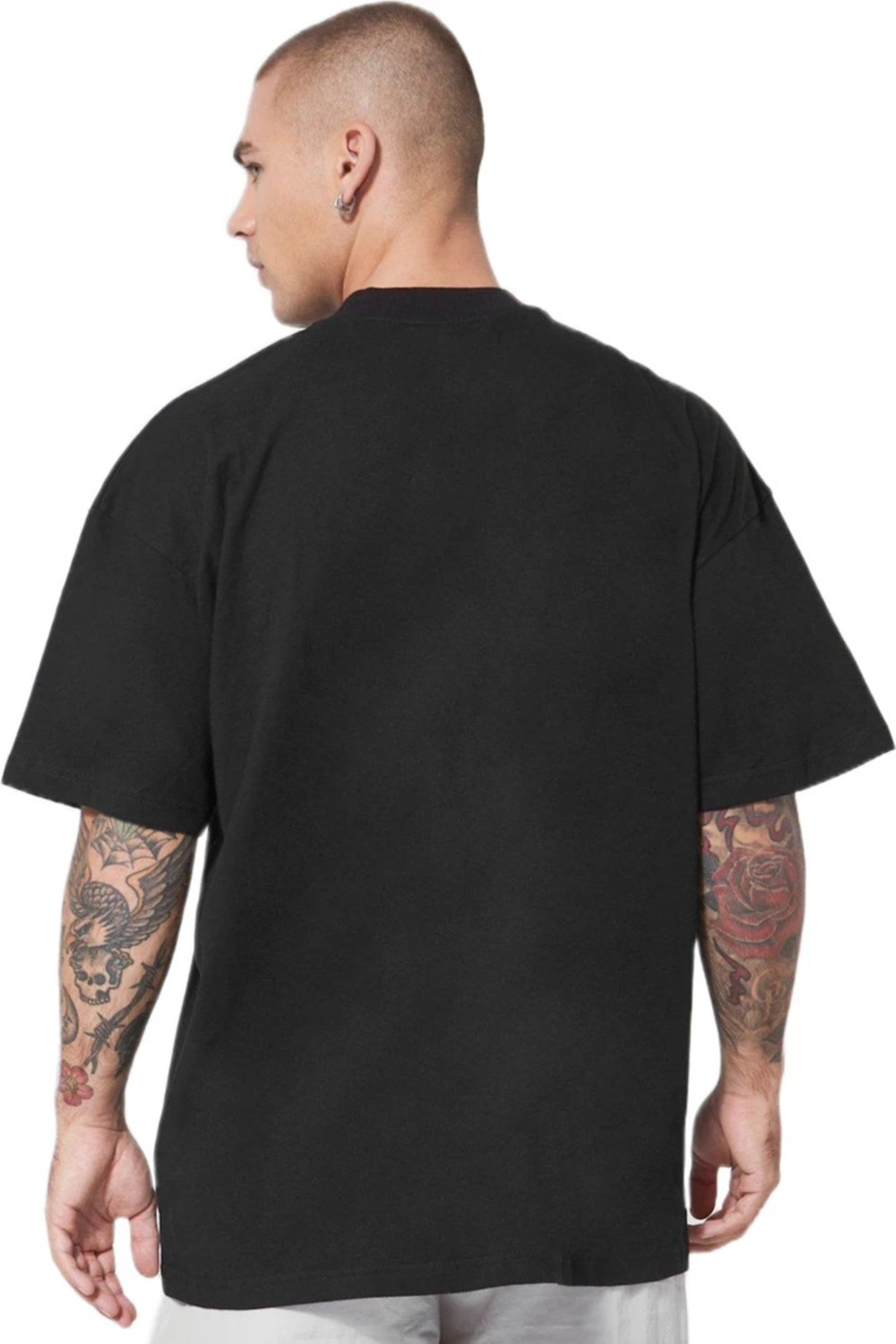 Image of London Hills Graphic Print Men Round Neck Black T-Shirt