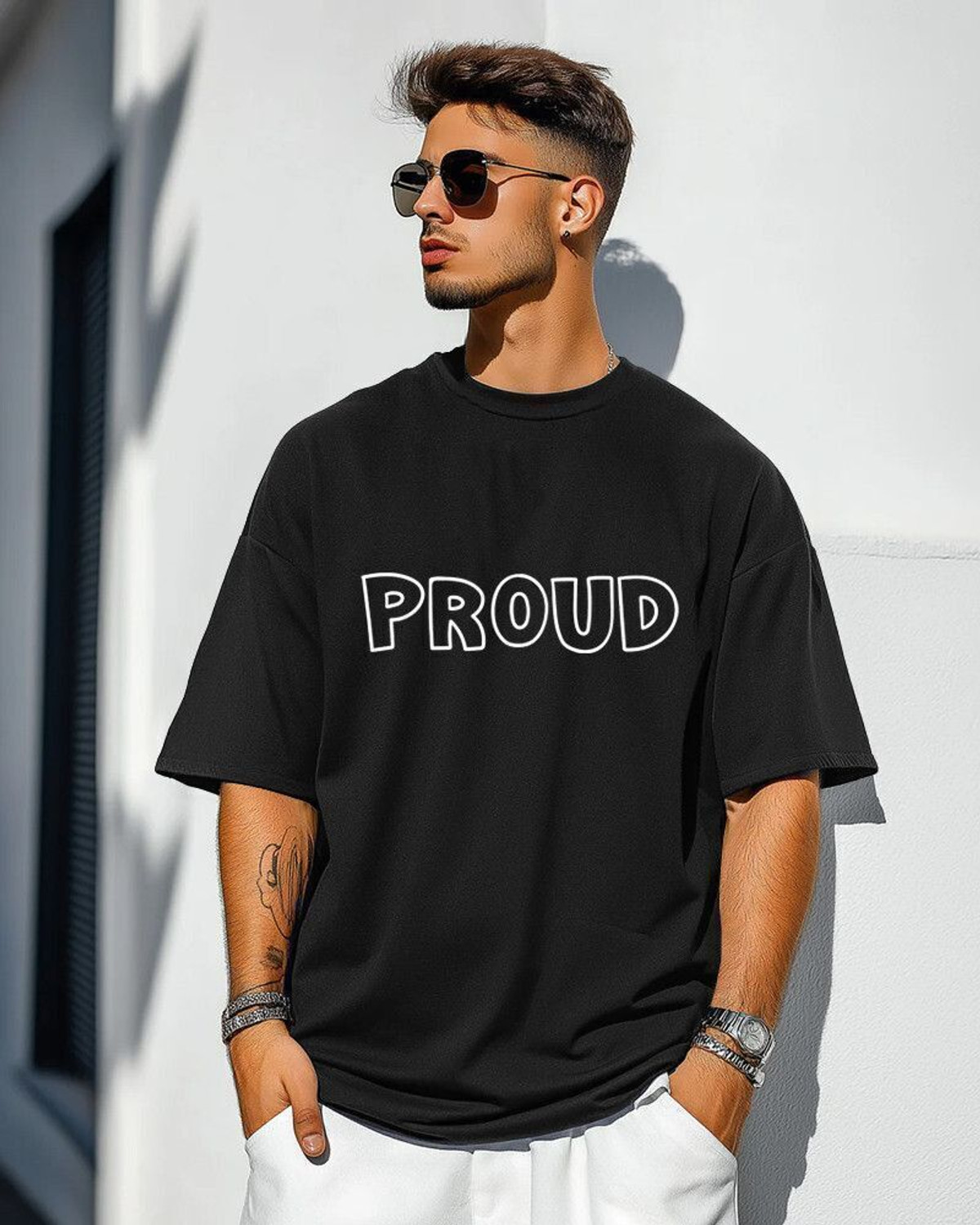 Image of FastColors Printed Men Round Neck Black T-Shirt