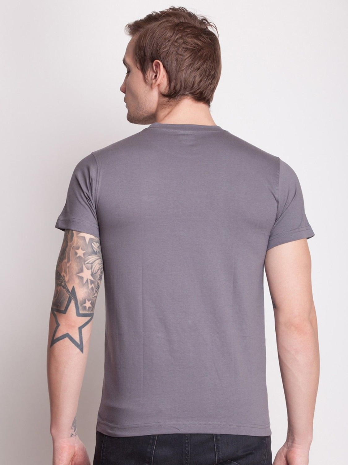Image of Force NXT Solid Men Round Neck Grey T-Shirt