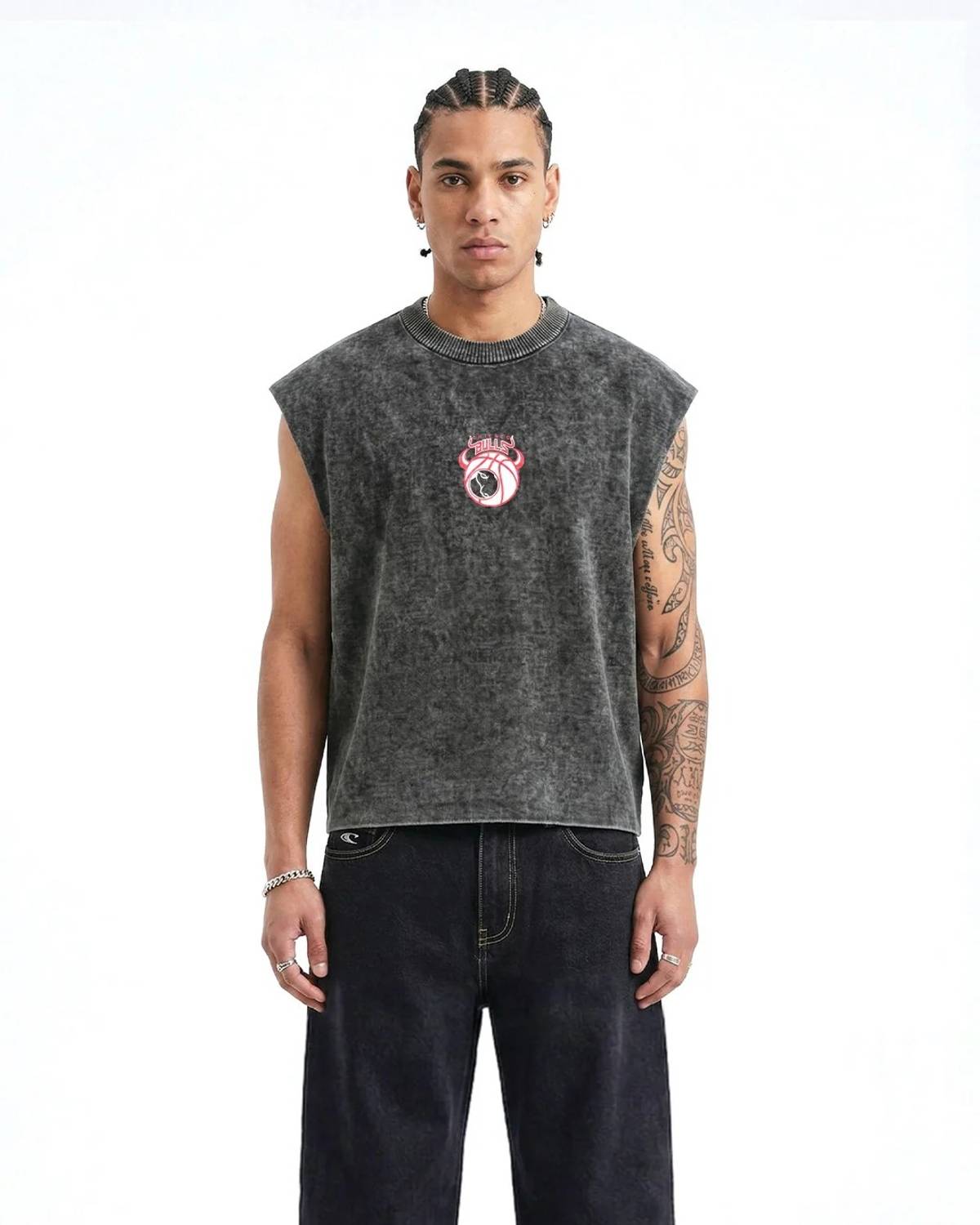 Noyzee Graphic Print Men Round Neck Grey T-Shirt