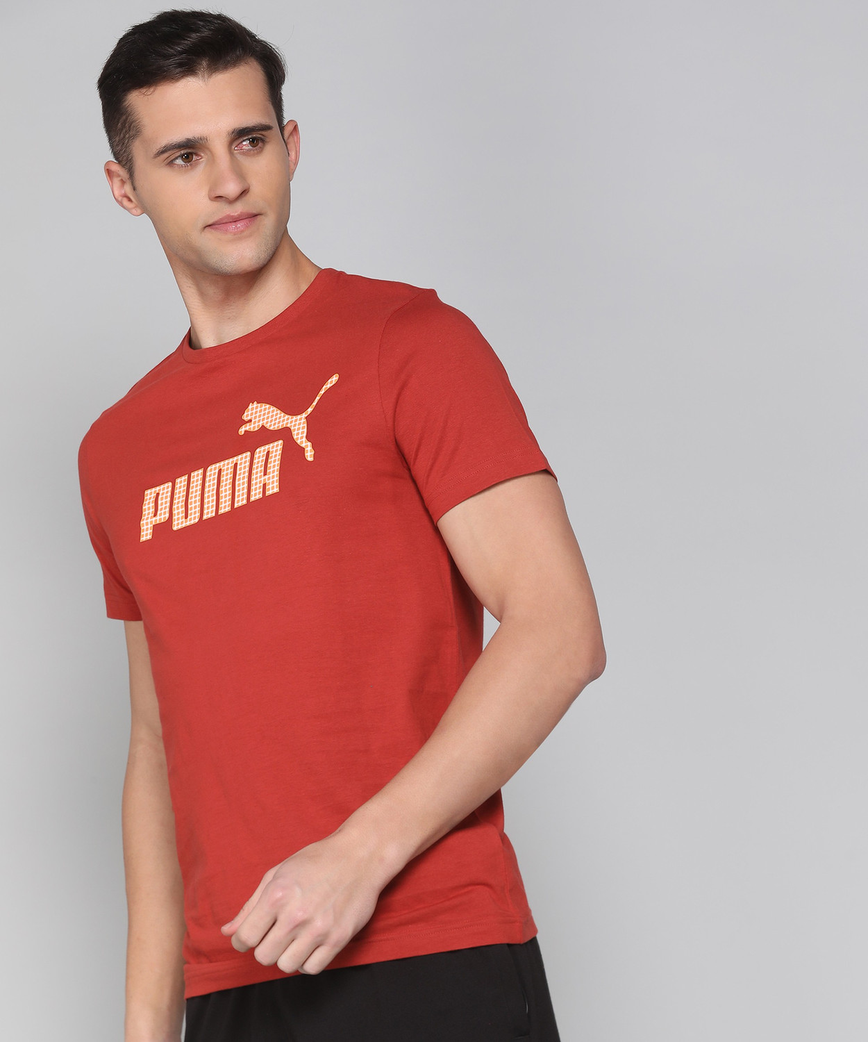 Image of PUMA Printed Men Crew Neck Red T-Shirt