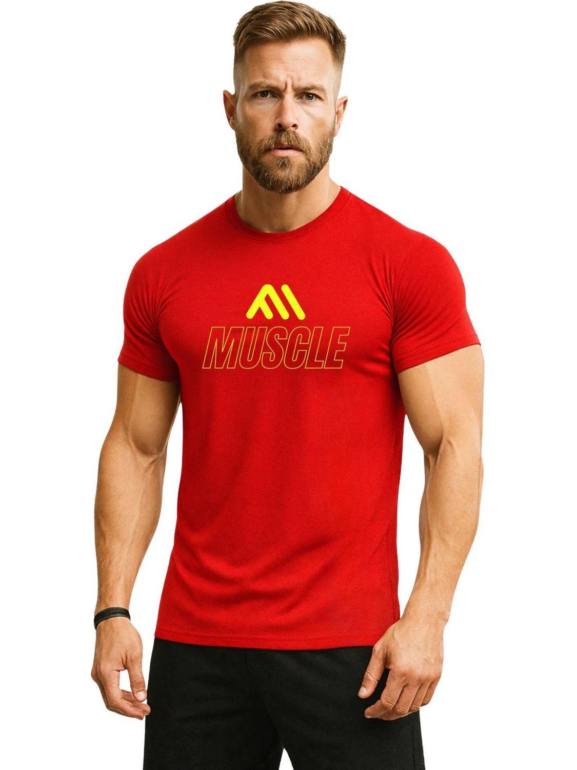 3colors Printed Men Round Neck Red T-Shirt