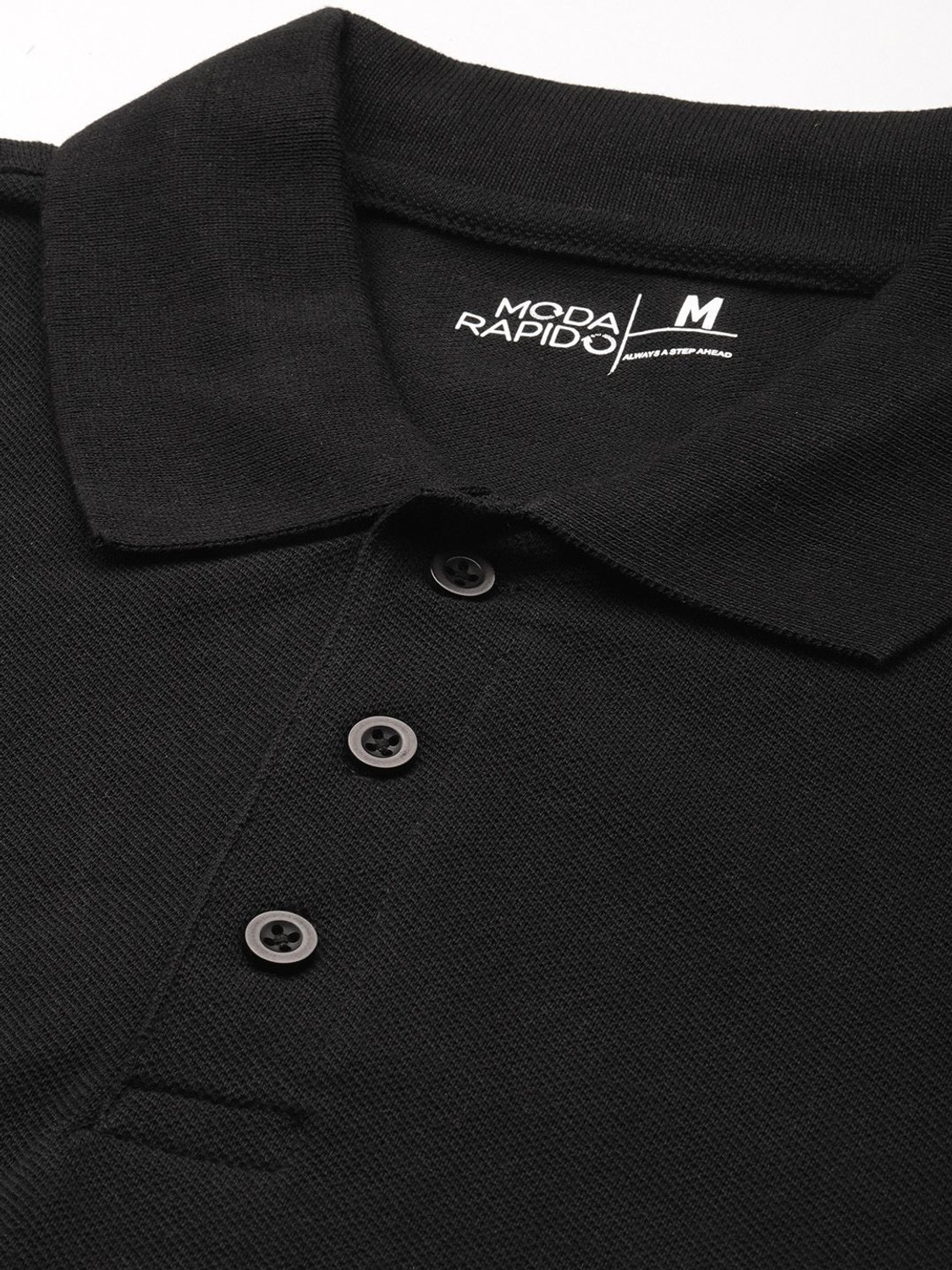 Image of Moda Rapido Solid Men Polo Neck Black T-Shirt