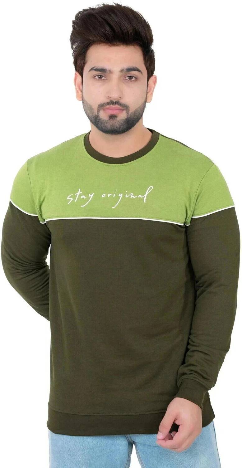 E-MAX Men Printed Round Neck Polyester Dark Green T-Shirt
